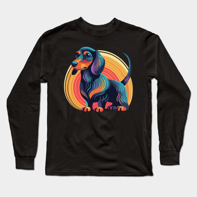 Groovy Dapple Dachshund Sunset Long Sleeve T-Shirt by TeeCraftsGirl